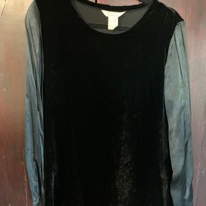 Vintage Comme des Garcons silk-blend velvet tunic with contrasting sleeves, L.